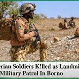 Eight Nigerian Soldiers K!lled as Landmine Blast Hits Military Patrol In Borno
