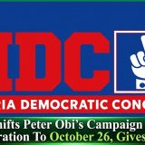 NDC Shifts Peter Obi’s Campaign Council Inauguration To October 26, Gives Reason